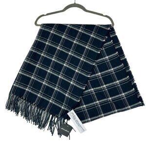 Eddie Bauer Blue White Plaid Scarf New with tag